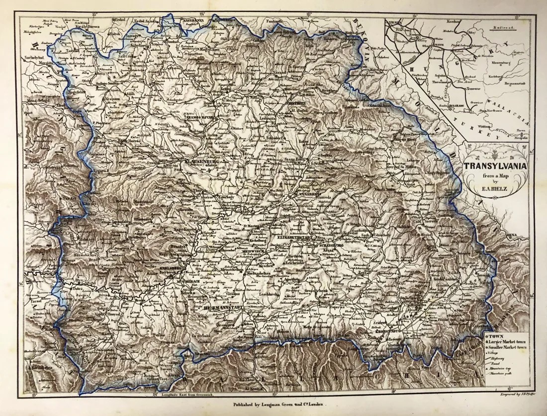 Charles Boner’s map of Transylvania (1865)