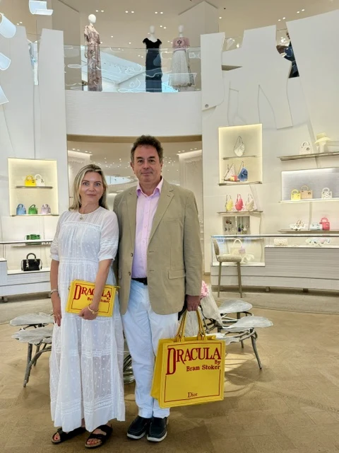 Family visit to the Dior boutique, Paris.