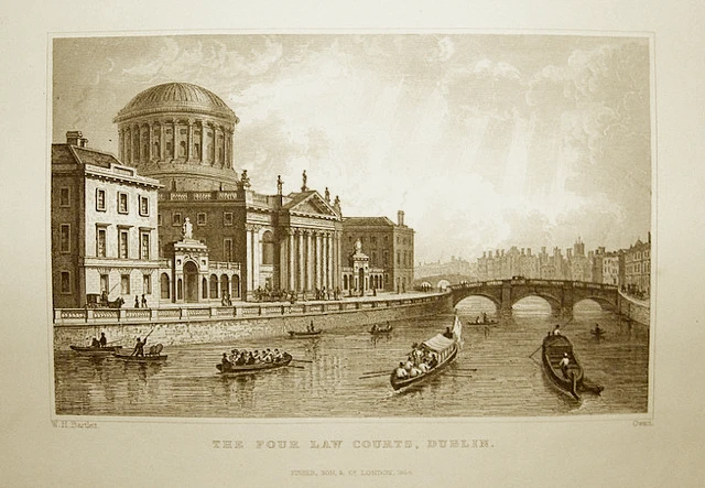 The Four Law Courts, Dublin, mid-19th-century engraving.