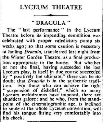Retrospective on the Lyceum’s Dracula copyright performance.