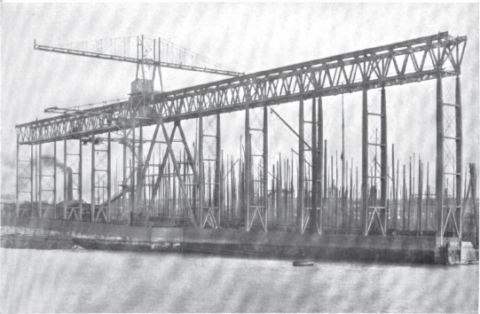 A hoisting cantilever frame, Harland and Wolff, Belfast, 1907
