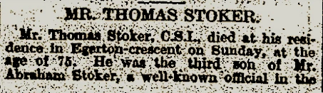 Thomas Stoker, press cutting (heading)