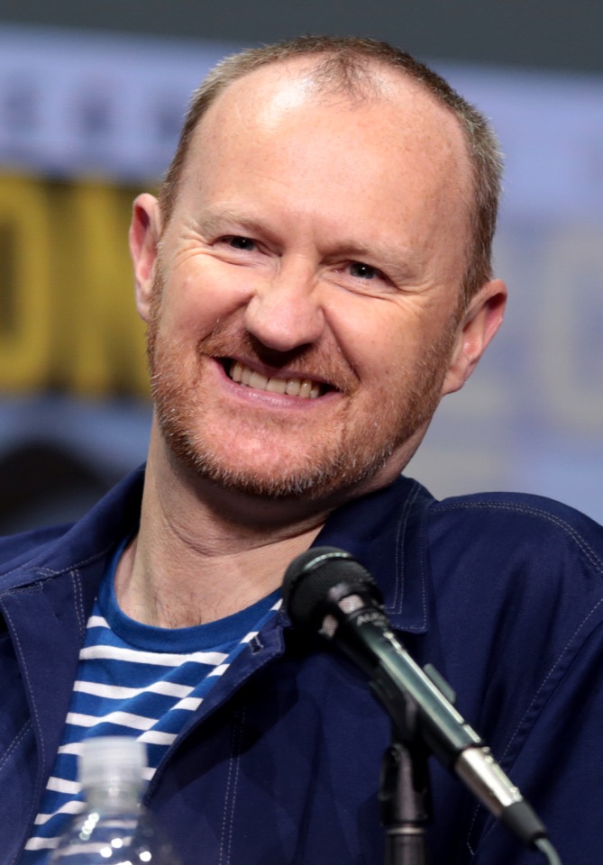Mark Gatiss speaking at San Diego Comic-Con in 2017.