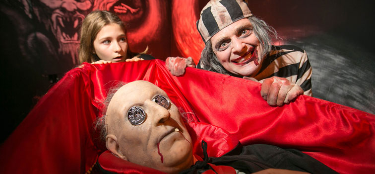 Staged vampire scene promoting the Central Bank’s Bram Stoker collector coin.