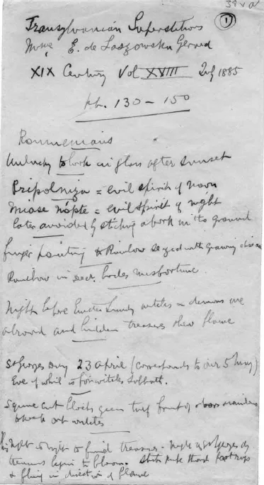 Bram’s working notes: transcription from “Transylvanian Superstitions” (Gerard, 1885)