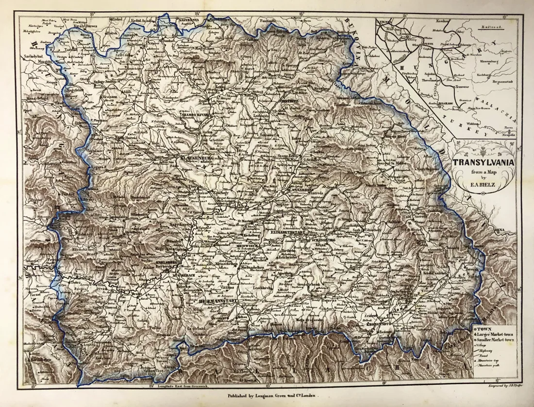 Charles Boner’s map of Transylvania (1865)