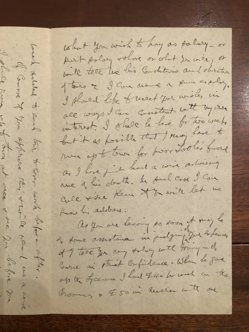 Bram’s letter to David Bispham, photographed page