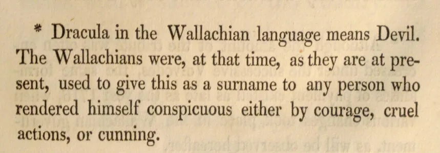 Wilkinson’s footnote: “Dracula in the Wallachian language means Devil”
