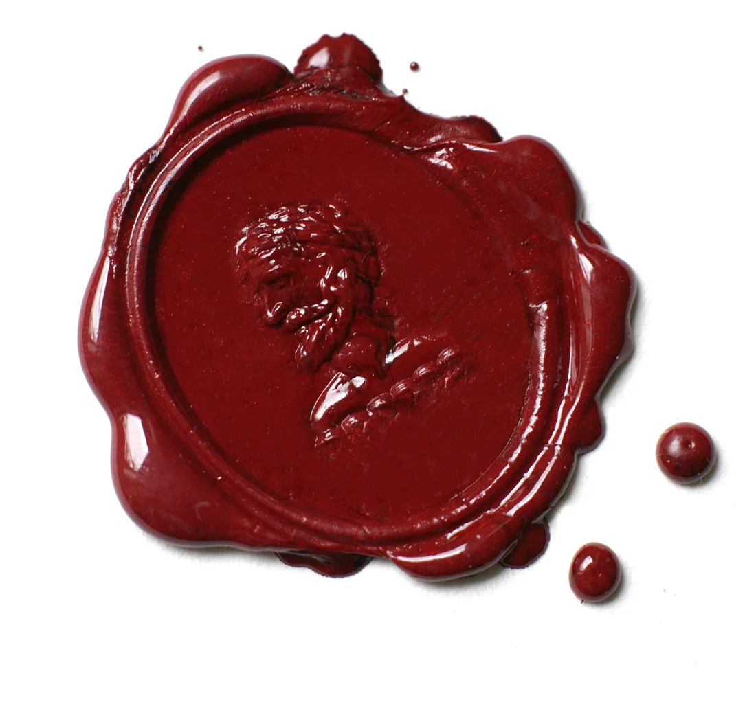 Red wax seal impression of Bram’s seal