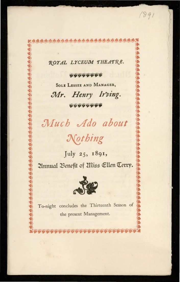 Lyceum Much Ado programme 1891 front