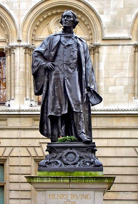 Sir Henry Irving, by Thomas Brock, on Charing Cross Road.