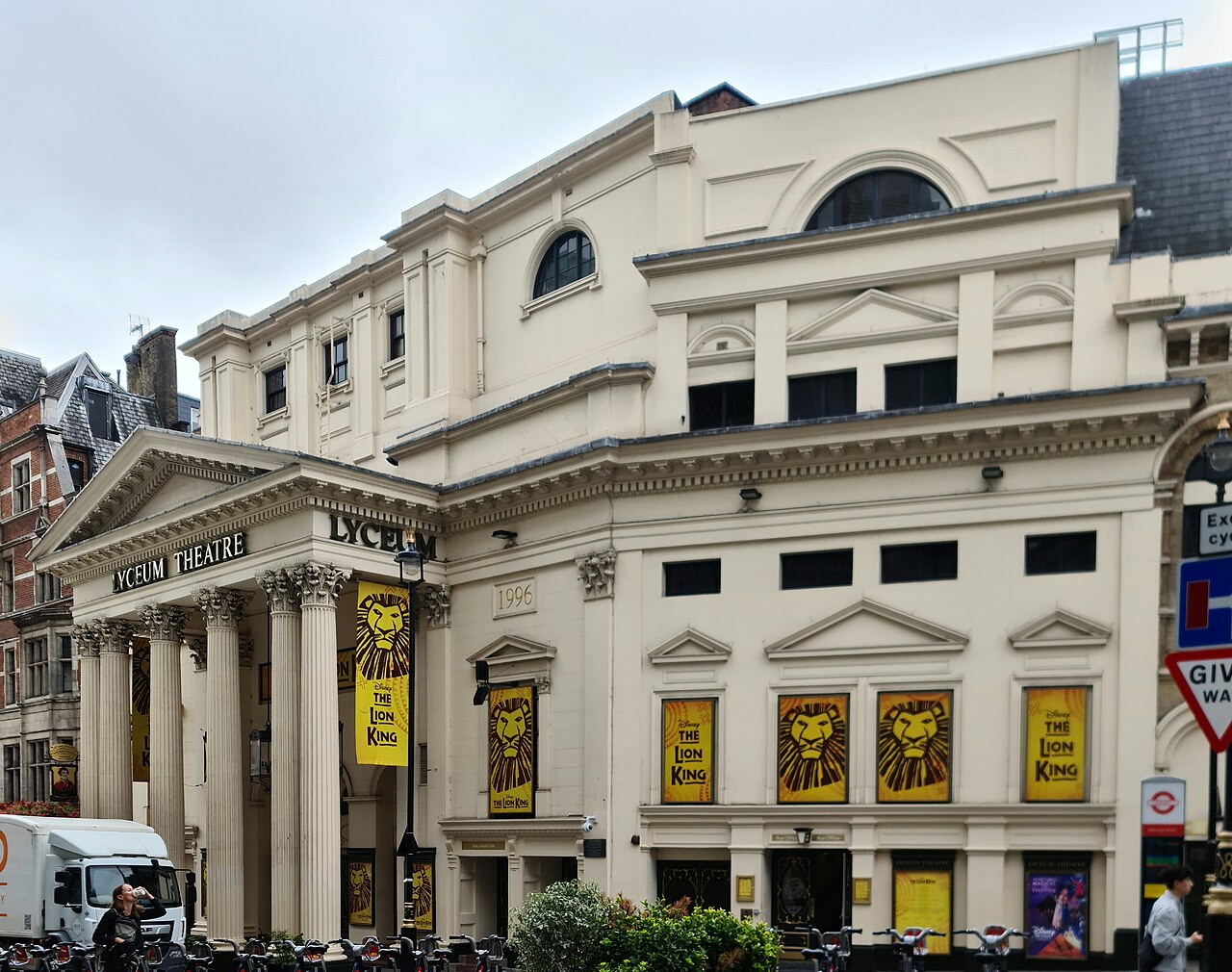 The Lyceum Theatre’s Wellington Street frontage and portico, photographed in 2022.