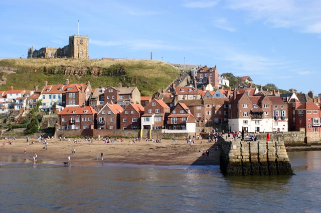 The 199 Steps and Tate Hill beach, Whitby, photographed in 2011.
